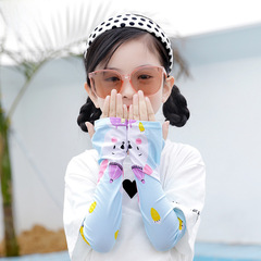Children's cartoon printed open-finger sunscreen ice silk arm sleeves, cute heat transfer for boys and girls, summer sunshade arm sleeves