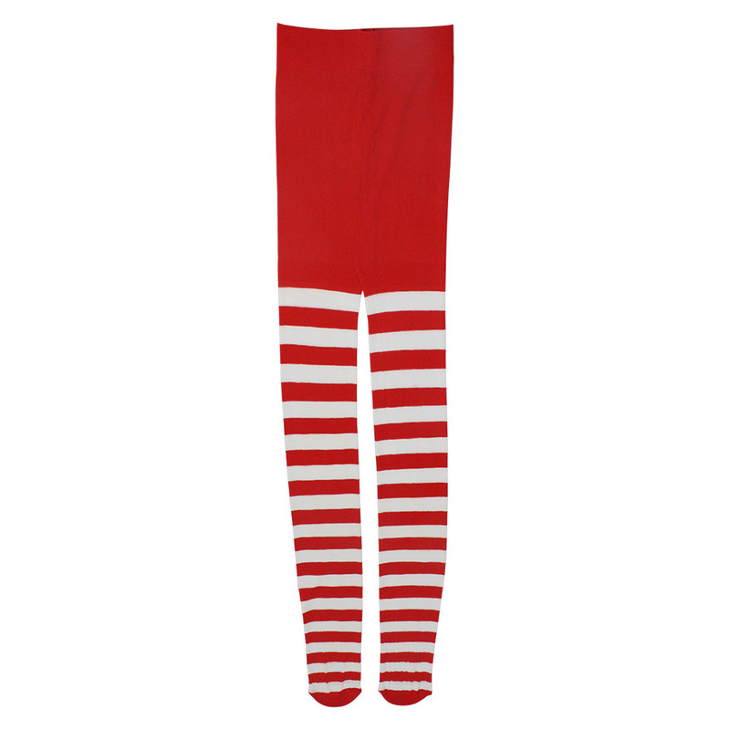 Christmas Red Striped Socks Halloween Party Prom Show Funny Dress Up Pantyhose Clown Props Spot