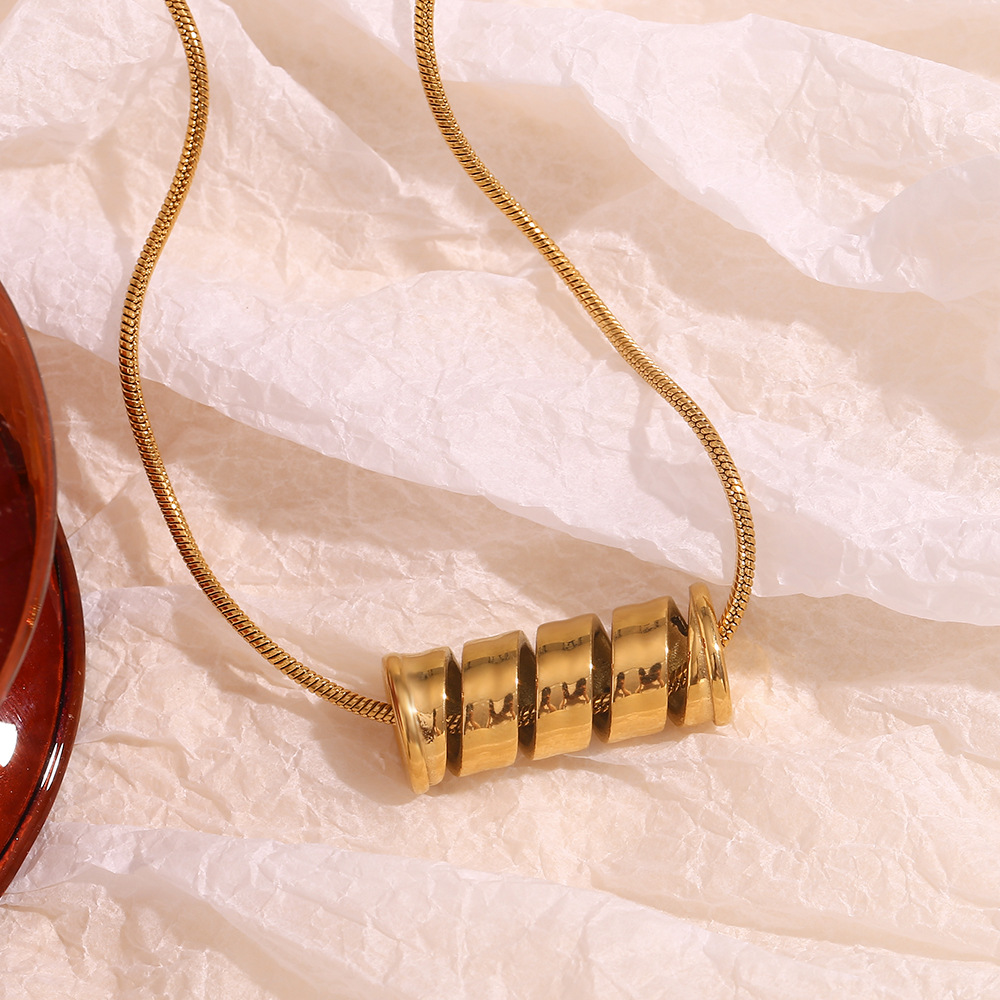 Gold Spiral Spring Pendant Stailess Steel Necklace