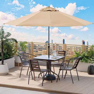 Outdoor Table and Chairs with Umbrella, Three-Piece Set of Outdoor Chairs, Open-Air Terrace, Leisure Balcony, Sun Protection Combination, Courtyard Table and Chairs