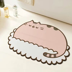 Factory Supply Silicon Dioxide Mat Cute Cartoon Cat Foot Pad Home Bathroom Toilet Bathroom Shape Absorbent Soft Mat