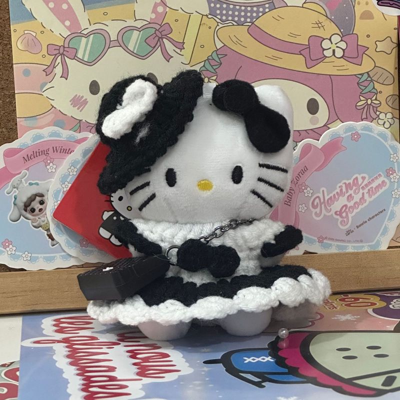 秋季新款格子礼帽kitty公仔钥匙扣星星挂件挂饰包包少女心可爱毛|undefined