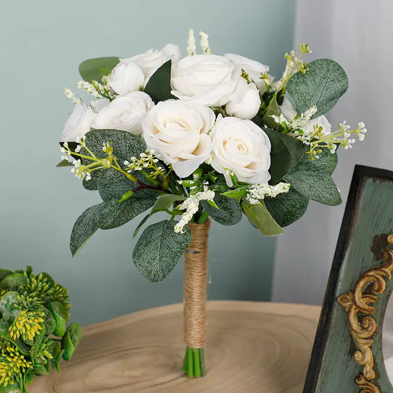 新娘手捧花森系玫瑰永生花婚礼求婚拍照道具家居装饰伴娘手捧花