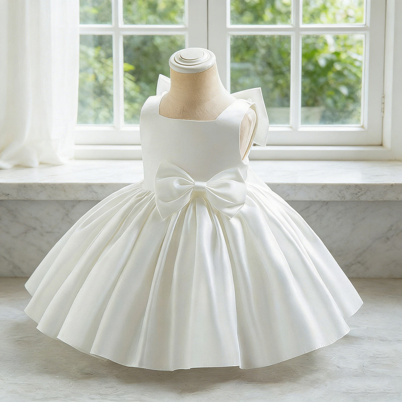 Girls' Princess Dress Flower Girl Wedding Tutu Dress Sweet and Cute Wedding Dress French Elegant Style Satin Birthday Spring Dress Girls' Princess Dress Flower Girl Wedding Tutu Dress Sweet and Cute Wedding Dress French Elegant Style Satin Birthday Spring Dress