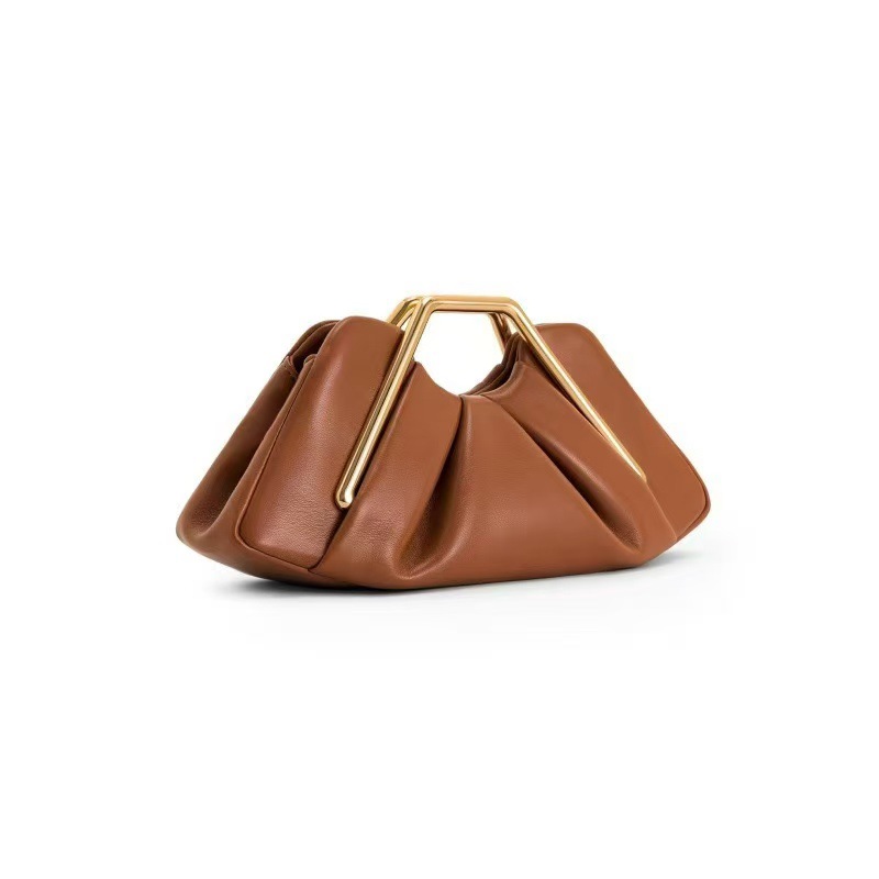 Plissierte Abendtasche Aus Weichem Leder Als Umhängetasche Damen_voghion.com