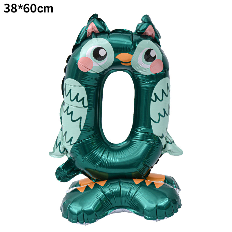 Transfronteriza nueva columna digital de animales de 23 pulgadas globo de aluminio forma de dibujos animados 0-9 decoración de diseño de escena de cumpleaños