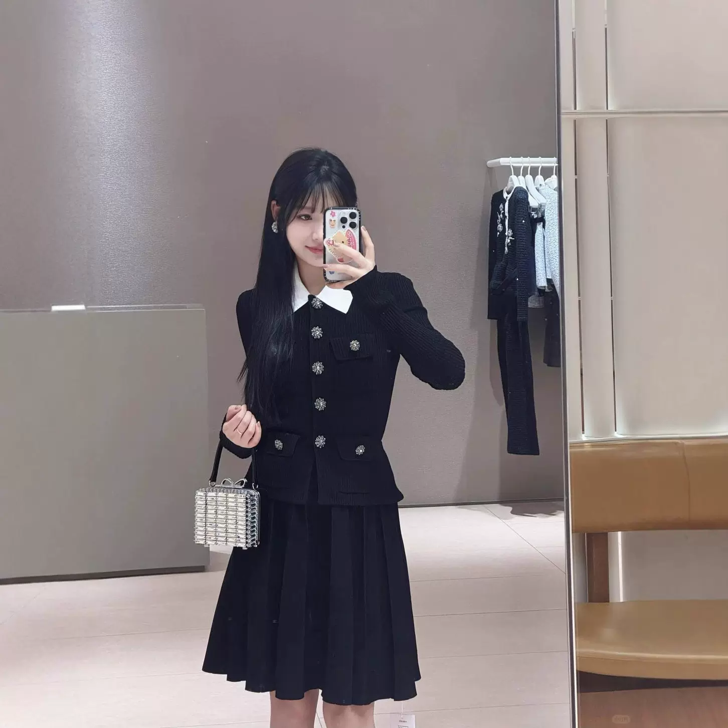 2025秋冬新款法式名媛高级感气质优小香风领百褶长款连衣裙套装