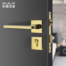 批发锌合金实心真皮把手房门锁 卧室静音锁 室内木门执手分体锁具