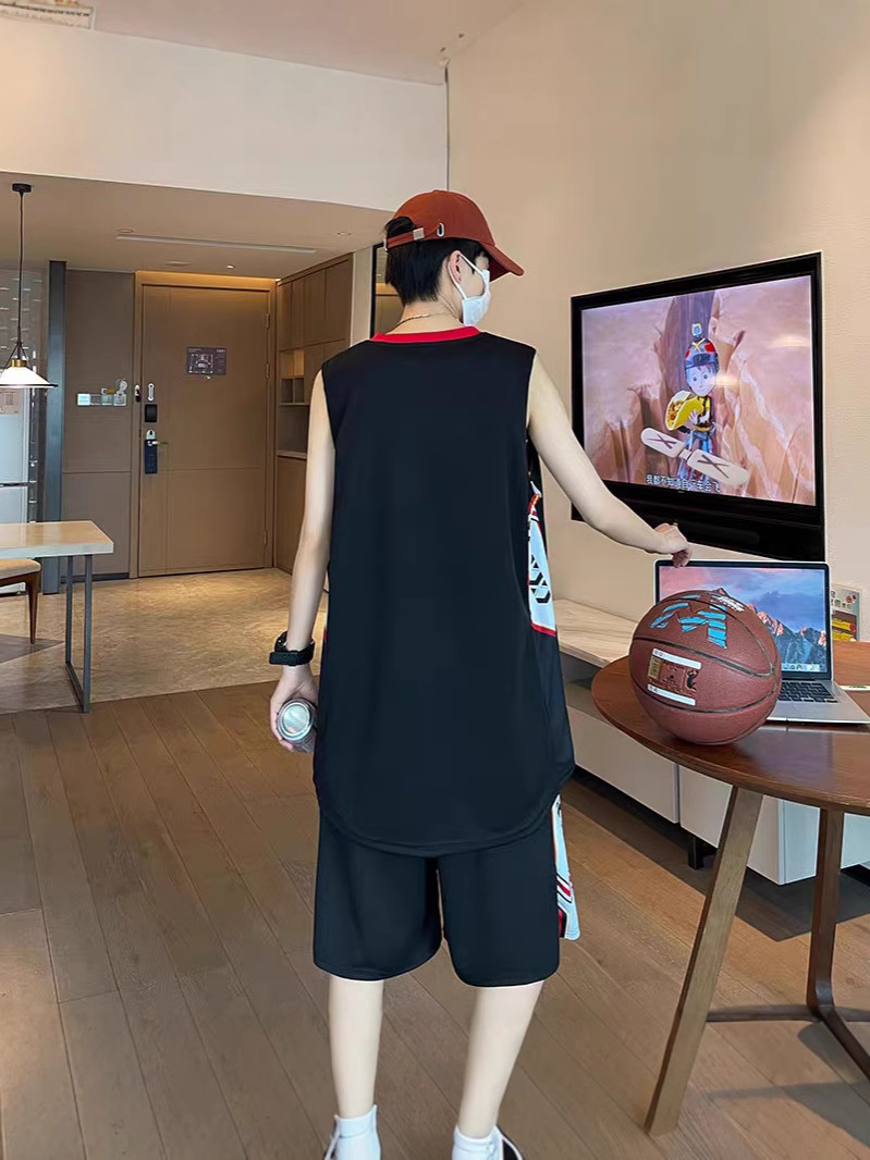 Camisa menos ropa traje de ropa deportiva verano para hombres camiseta de manga corta jersey de baloncesto pantalones cortos casuales de dos piezas tendencia coreana