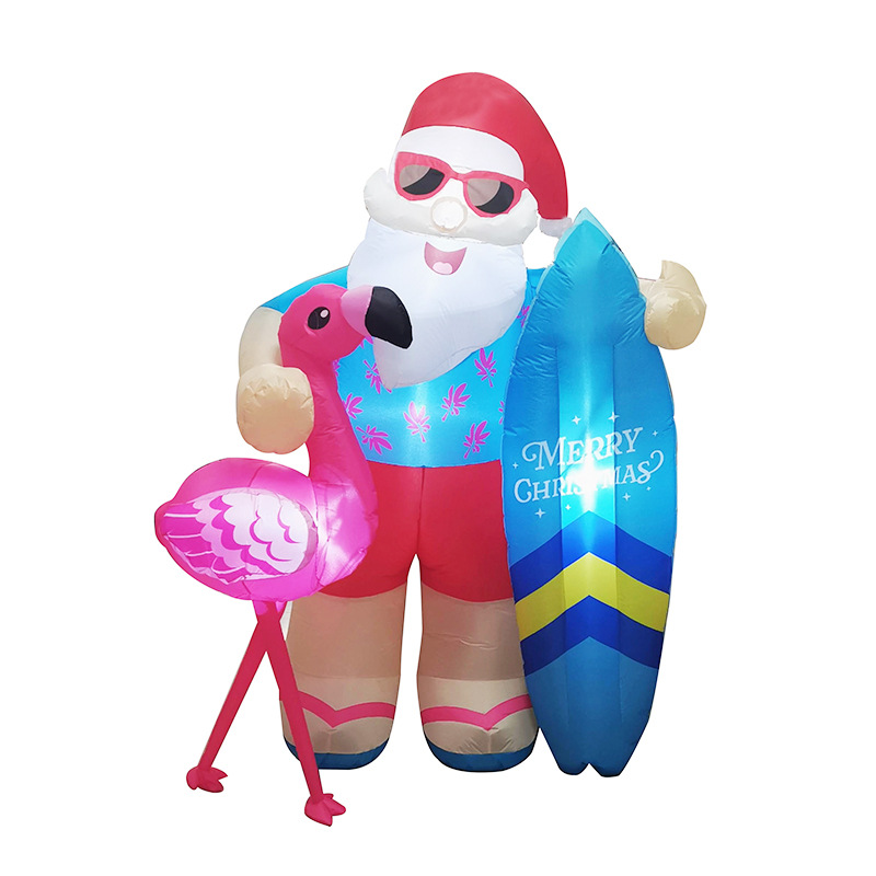 2m 7FT Hawaiano Santa iluminante infláble molde de aire decoración de Navidad patio decoración de centro comercial molde de aire