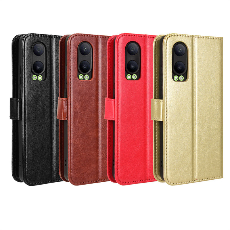 适用OPPO K12X手机壳一加OnePlus Nord CE4 Lite疯马纹皮套翻盖卡