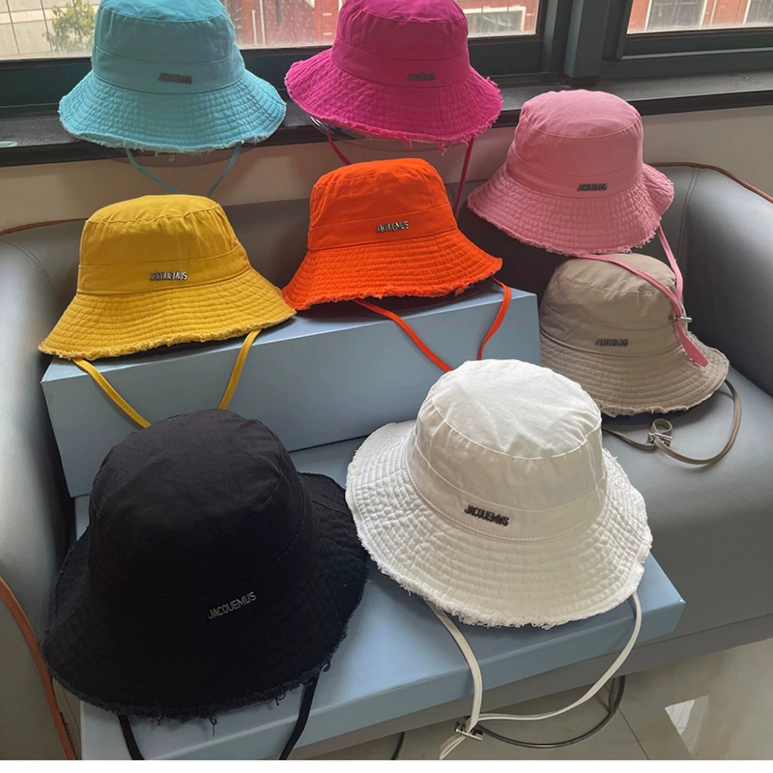 泫雅同款夏季渔夫帽女水洗毛边大帽檐遮阳帽简约百搭度假风防晒帽