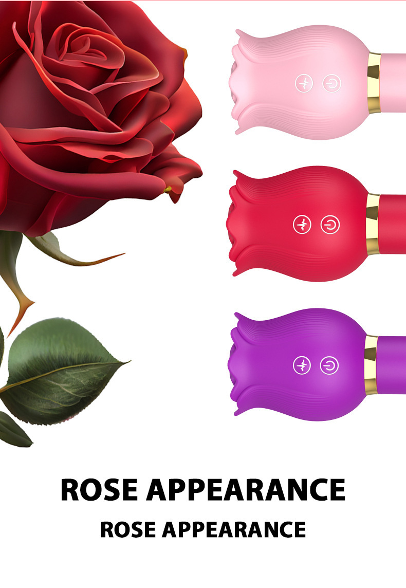 Afiya Rose Telescopic Tongue-Licker Vibrator with 12 Sucking Modes, Rose-Red Silicone-ABS Design — detail image 13