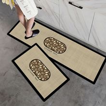 奶油风pvc皮革厨房地垫长条防滑防油防水可擦免洗皮革地毯耐脏脚