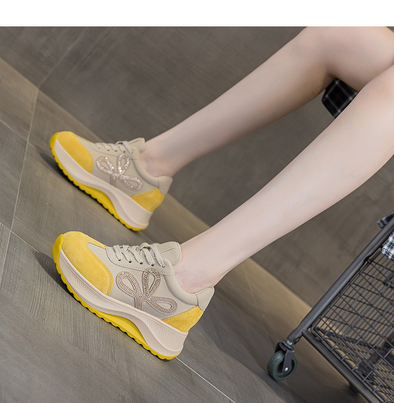 Giày sneaker nữ đế dày phong cách Đức da thật phối màu thời trang tăng chiều cao — M2922 màu vàng, M 2922m màu chi tiết 20
