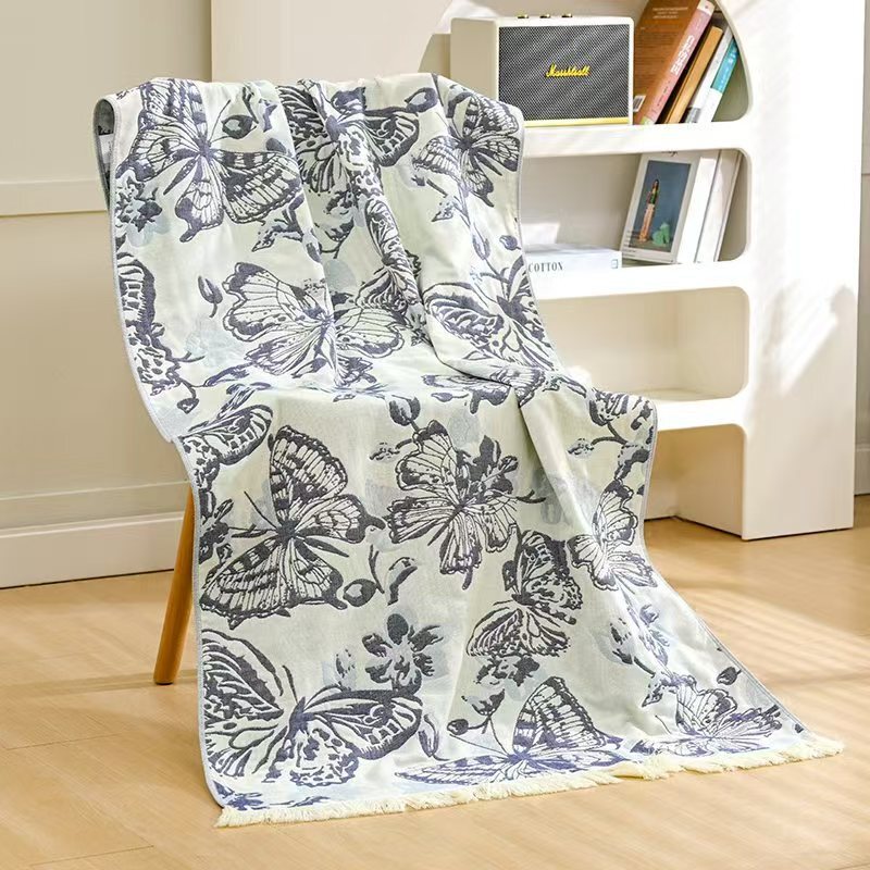 Export 4-Layer Gauze Jacquard Bath Towel, Office Nap Blanket, Sofa Towel, Tassel Tapestry, Large Bath Towel