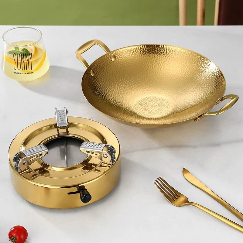 Нержавеющая сталь, коммерческий сухой горшок, котел для отеля, ресторана, молотковый узор, золотой горшок, спиртовая плита, сухой горшок, доставка