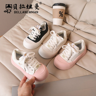 [thick bottom bread shoes] girls small white shoes 2024 autumn new Korean children's soft bottom casual shoes skate shoes