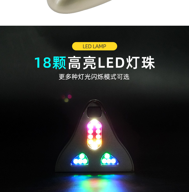 Shark Fin Solar Strobe Light Car Universal Roof Anti-Rear Collision Strong Magnetic Model 18 Lights Modified for Decoration