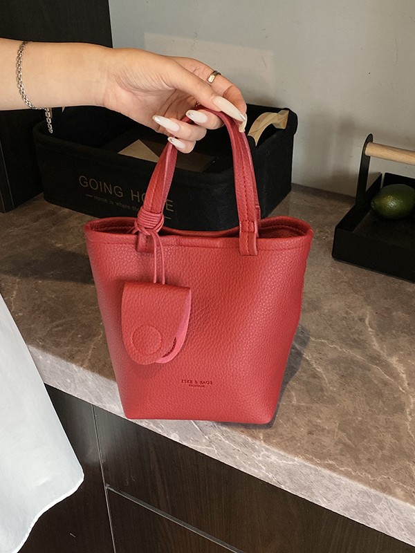 Lichi coreano bolso de cubo portátil para mujeres 2025 nuevo estilo transfronterizo simple canasta de verduras versátil bolso de hombro