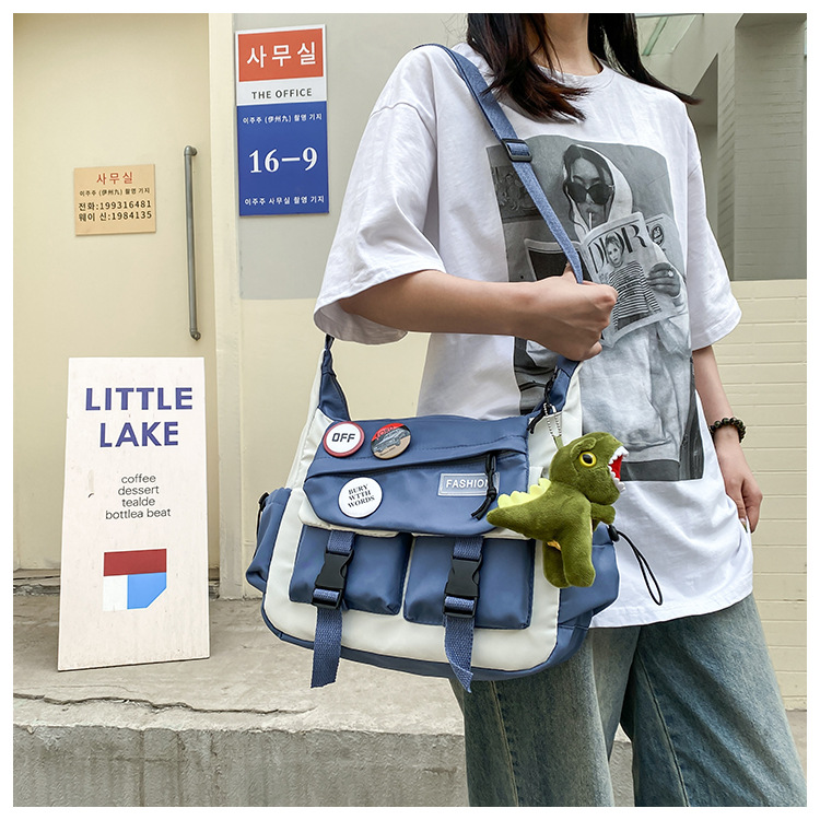 Korean ins fashion single-shoulder crossbody bag, trendy brand color sports bag, middle and high school schoolbag, college student class backpack undefined