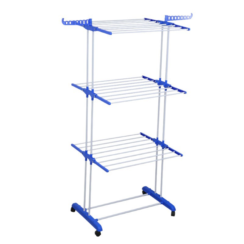 Transfronterizos multifuncional aterrizaje móvil aero翼 plegable perno de secado de ropa multifuncional almacenamiento de tres capas de toallas al por mayor image 6