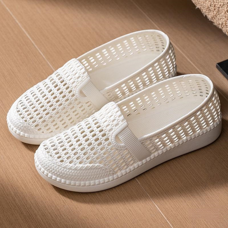 Nurse Shoes for Women, Soft Sole, Breathable, Non-Tiring, Anti-Odor, Anti-Slip, White Hole Sandals