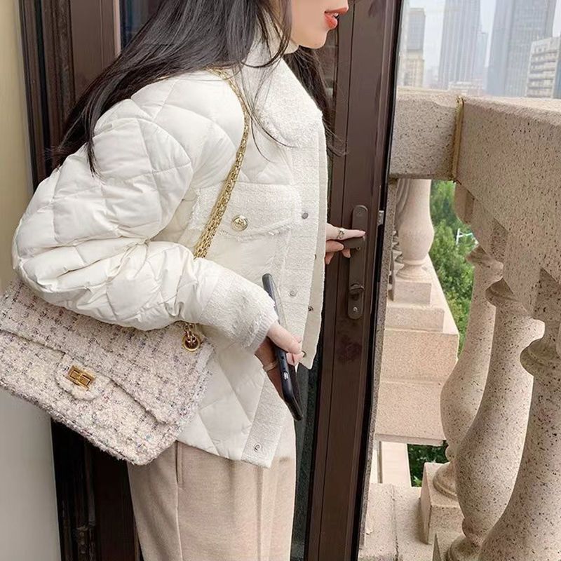 菱格小香风羽绒棉服外套女2025年冬季新款小个子轻薄短款时尚棉衣|undefined