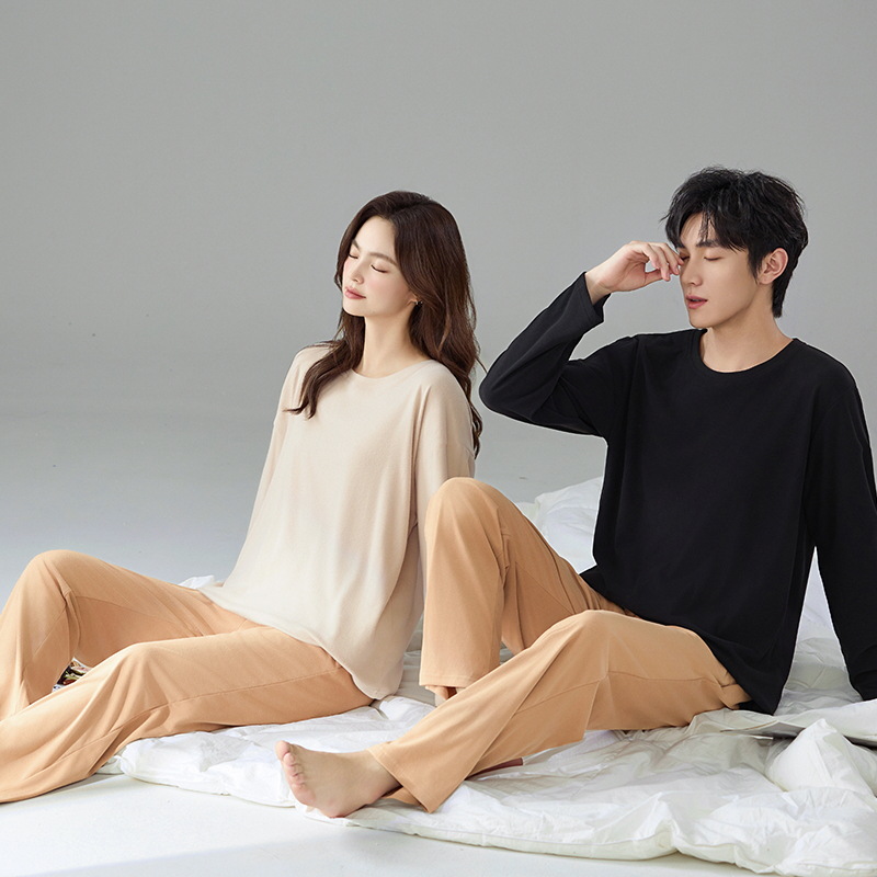 Pajamas de pareja otoño y invierno de ternudo catiónico de manga larga rayas oscuras de alta calidad caliente conjunto de ropa de hogar caliente