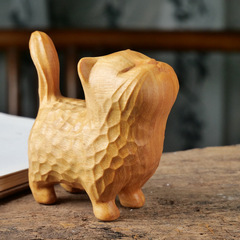 黃楊黃金檀綠檀小貓木雕現代同款童趣可愛動物簡約傲嬌貓咪手把擺