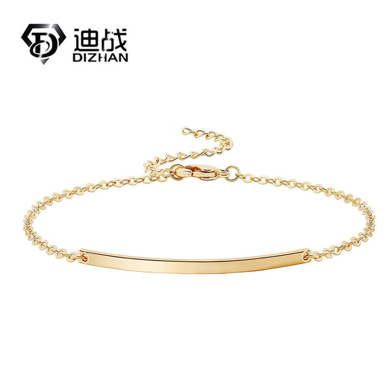 Korean fashion simple temperament Baita stainless steel exquisite minimalist thin chain curved plate charm bracelet