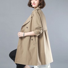 风衣女中长款春装新款韩版大衣宽松大码上衣女士薄款外套一件代发