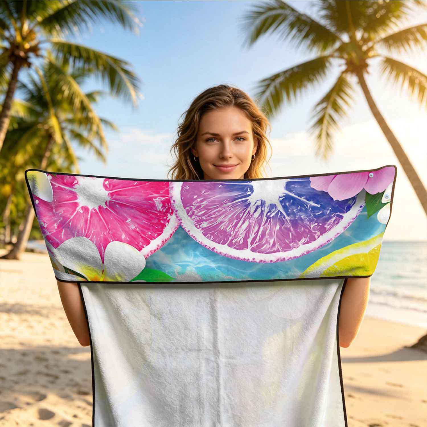 Printed bath towel and car seat cover 2-in-1, ultra-fine fiber outdoor beach and car dual-use universal seat cushion