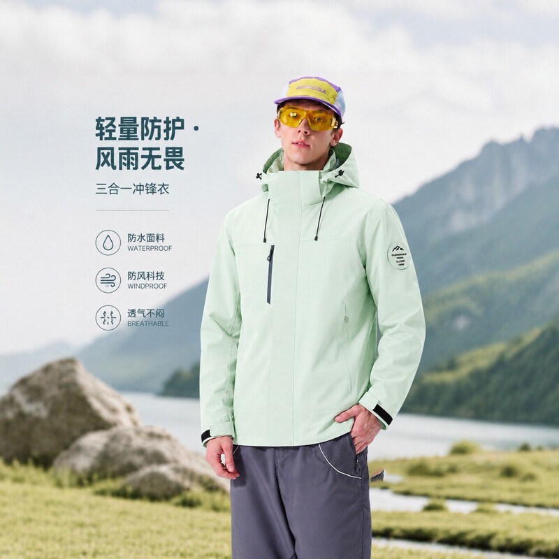 Niaojia high-end windproof and waterproof outdoor three-in-one men's jacket, couple's graphene detachable workwear coat Niaojia high-end windproof and waterproof outdoor three-in-one men's jacket, couple's graphene detachable workwear coat