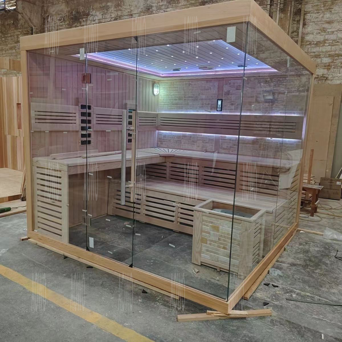 Sala de vapor de sudor para el hogar, riego, estufa de sauna, sala de vapor seco, sala de sauna de vapor húmedo de piedra volcánica, sala de calefacción para salón de belleza