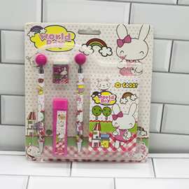 工厂批发小学生铅笔文具套装男女童可爱卡通5件套六一学习礼包