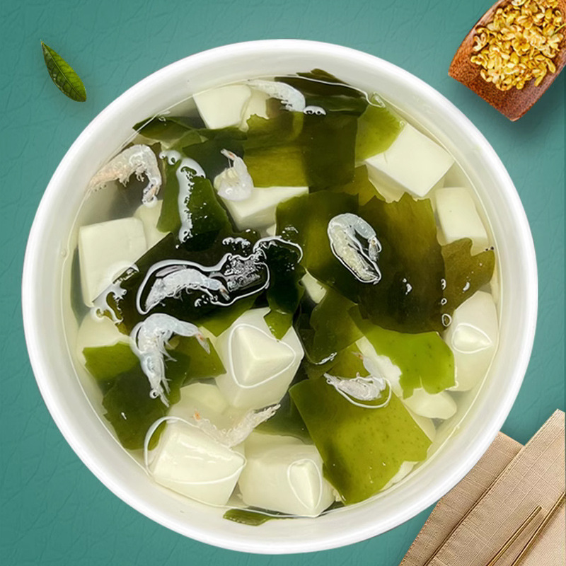 Instant Edible Kombu Shrimp Soup in Sealed Packaging for Home Use