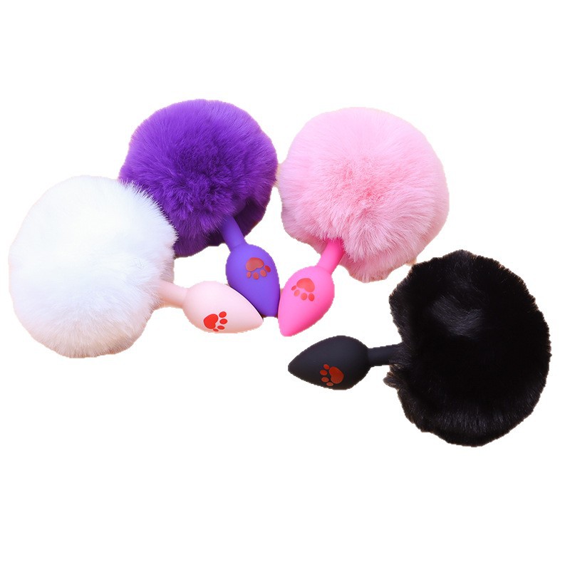 Cat Paw Anal Plug with Fluffy Fox Tail, Silicone Anal Beads Training Toy — detail image 5