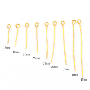 316 stainless steel color plating gold nine-character needle 16-45mm handmade earrings beaded long needle jewelry materials