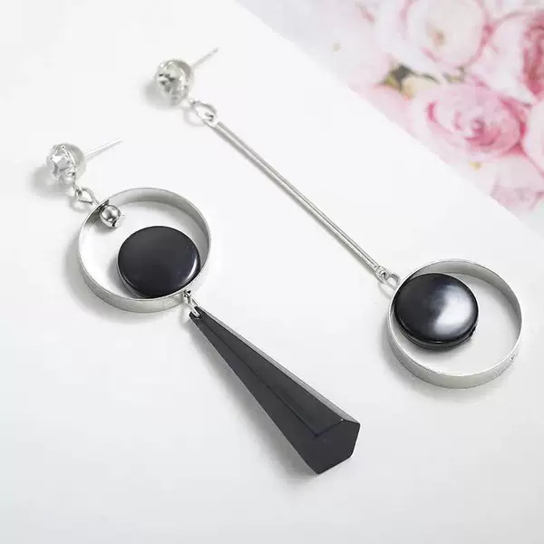 Asymmetrical Ab Version Circle European and American Fashion Exaggerated Long Earrings Korean Personalized Earrings Women's Jewelry