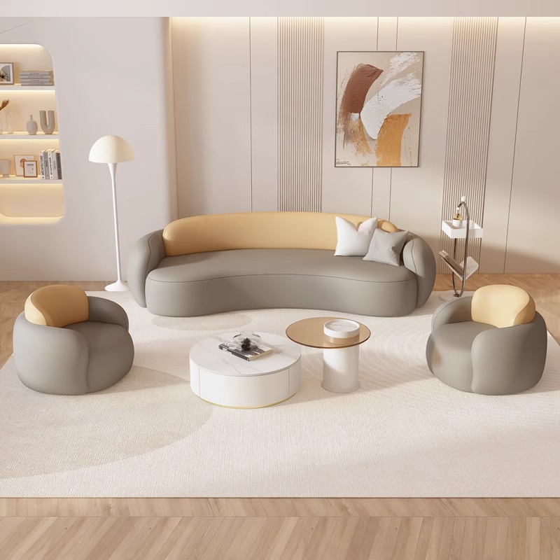 Light Luxury Hotel Lobby Vip Special-Shaped Rest Area Reception Sales Office Negotiation Living Room Curved Sofa