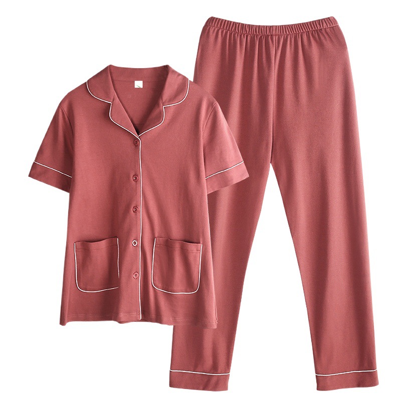 Pijamas de verano para mujer 100% pantalones de manga corta de algodón ropa para el hogar verano para mujer talla grande más delgada primavera y verano traje de dos piezas