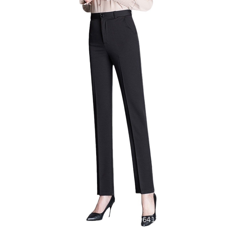 Estirar pantalones de traje de trabajo de primavera y verano pantalones de trabajo rectos de Mujer Pantalones formales pantalones de traje de mujer profesional pantalones ajustados negros OL