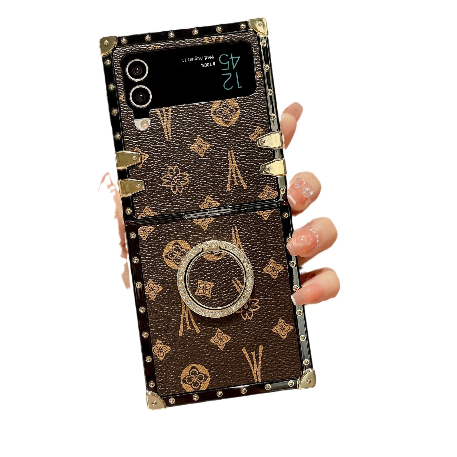 Leather Ring Case For Samsung Galaxy Z Flip 5 Foldable Protective_voghion.com
