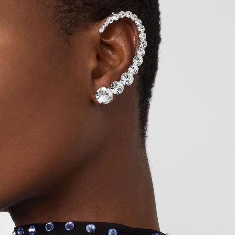 跨境熱銷幾何形耳掛歐美個性簡約水鑽耳環高級感配飾earrings