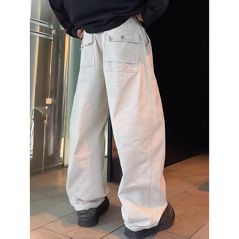 2025 new fashion brand American style high-end sense machete casual pants men's simple ruffian handsome loose work wide leg pants