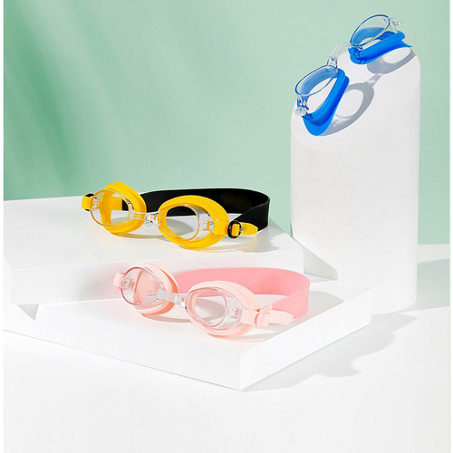 Children's HD Goggles, Swimming Cap, Waterproof and Anti-Fog Silicone Swim Goggles for Both Boys and Girls, 5-Piece Swim Gear Set