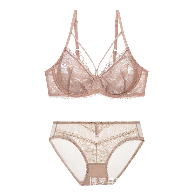 Procesamiento personalizado comercio exterior ropa interior de talla grande traje de ropa interior femenina personalizada encaje espalda hermosa sujetador sexy ultrafino