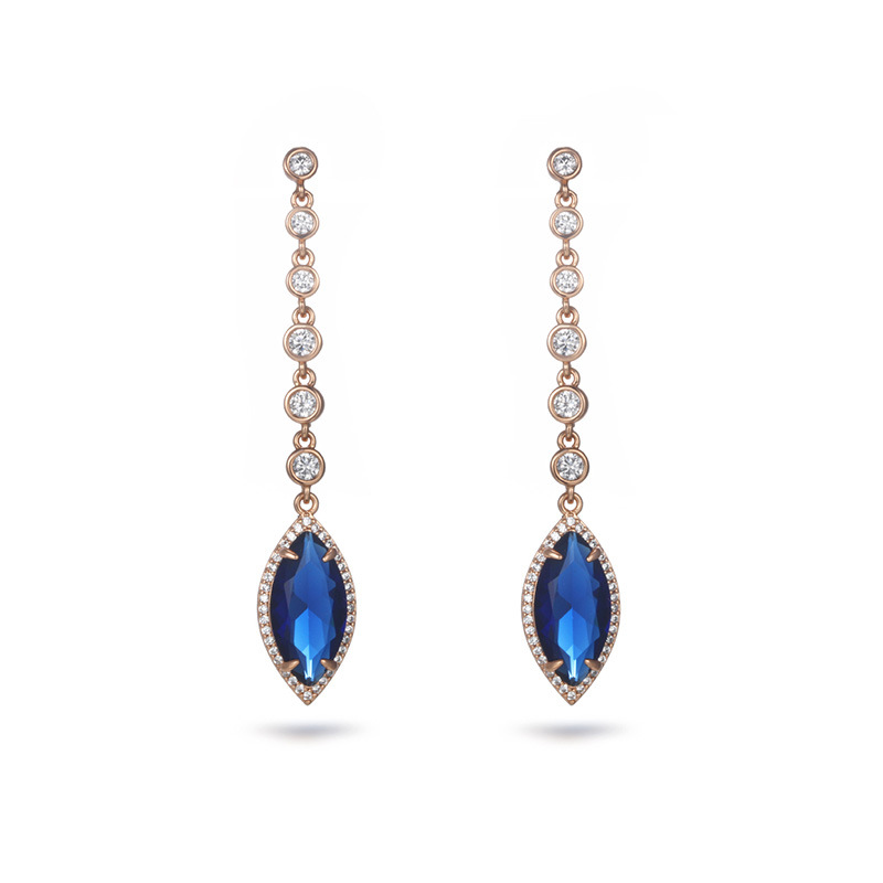 Xuping joyería de bronce de piedra artificial color azul geometría pendientes cuadrados pendientes de lujo pendientes de orejas al por mayor mujeres