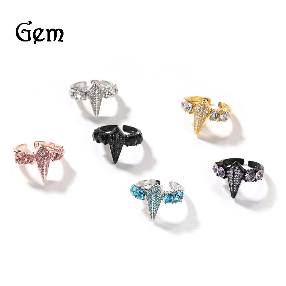 Hip-hop New Diamond-encrusted Alloy Black Panther Ring for Men's Niche Exaggerated Opening Adjustable Ring Vintage Jewelry